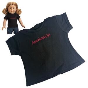 VTG American Girl BLACK LOGO TEE Girl or Boy Doll T Shirt Top Red Logo Retired